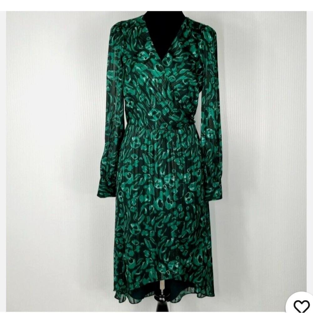 Ali & Jay Dress Wrap Lined Knee High Low Hem V Metallic Work Core